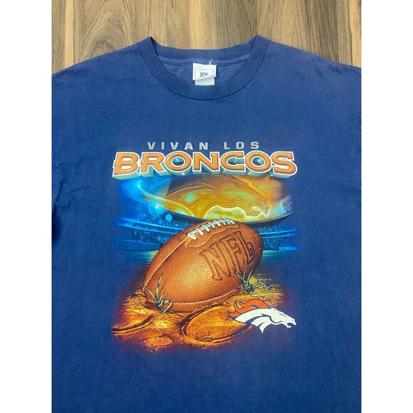 VTG Y2K NFL Vivan Los Denver Broncos cotton graphic t-shirt, XL - Picture 1 of 4